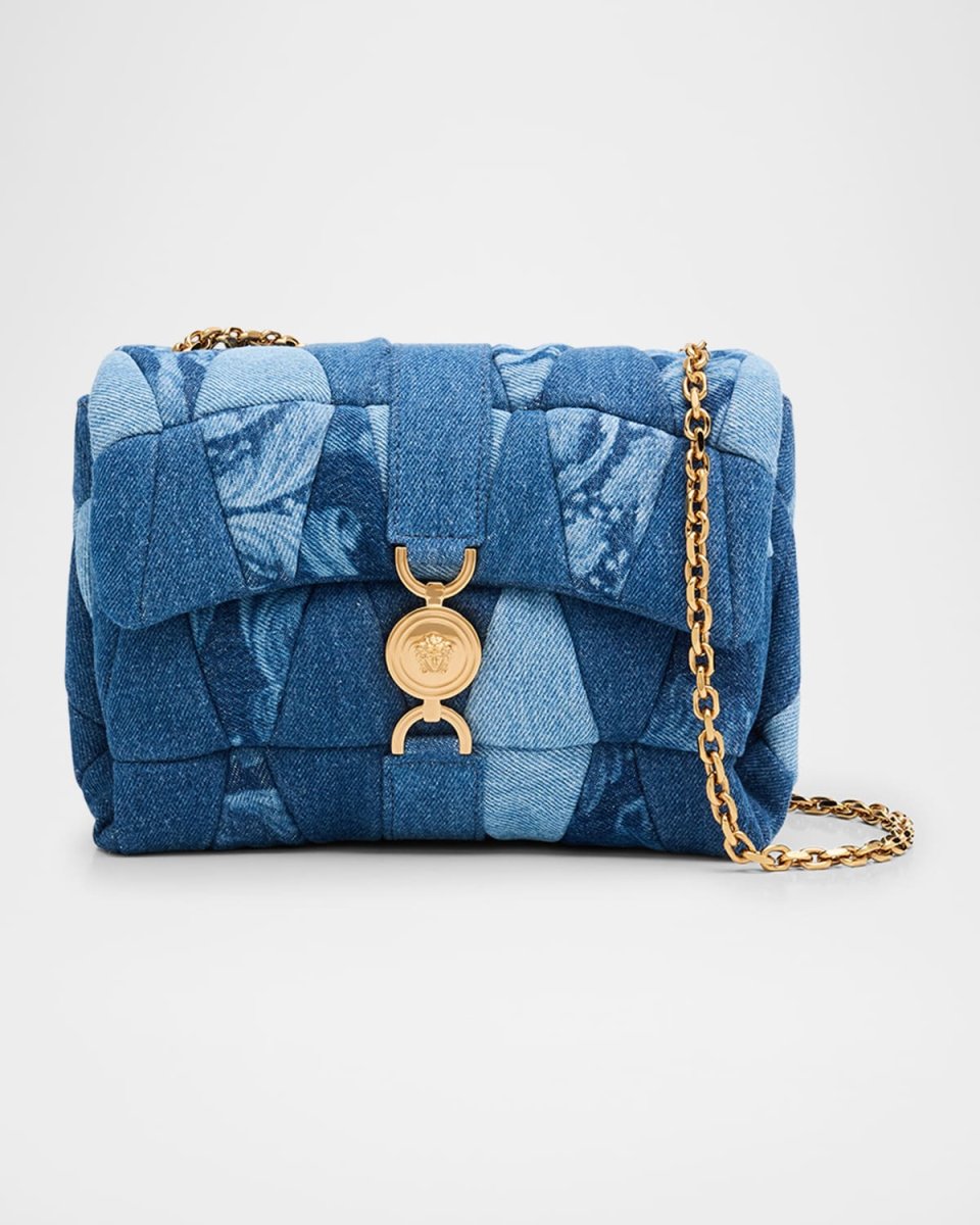 La Medusa Kleio Quilted Denim Shoulder Bag